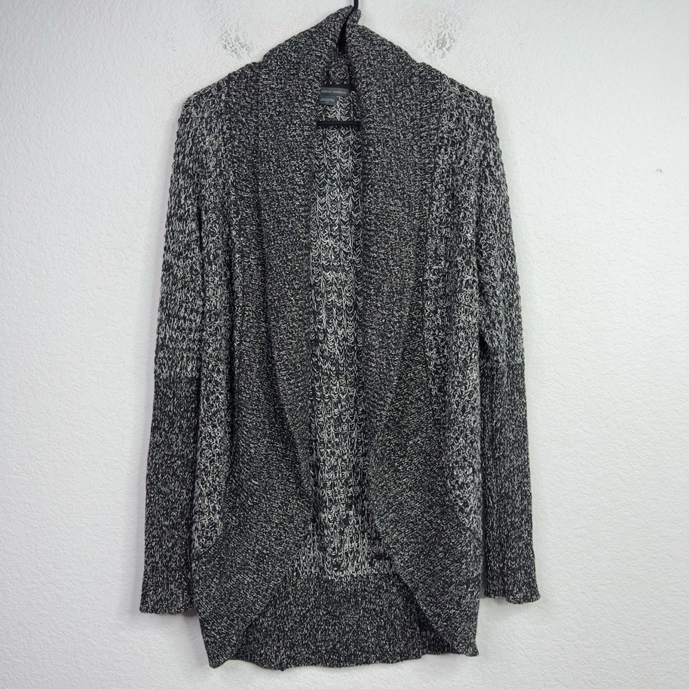 Armani Exchange Sweater Womens‎ S Black Wool Blend Marled Knit Preppy Cardigan
